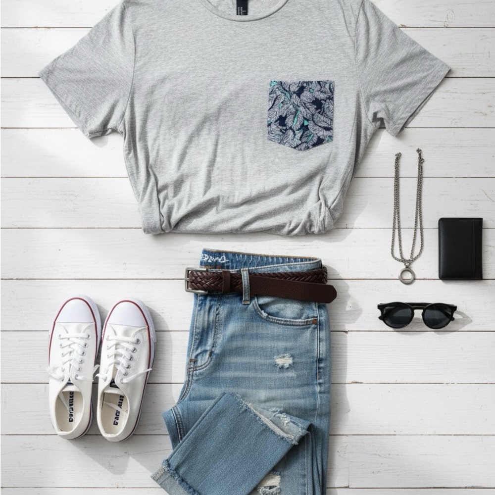 H&M Soft Pocket Grey Tropical Shirt